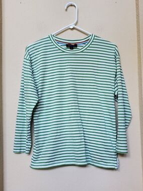 AYR Green & White Striped Tee.  Size XS